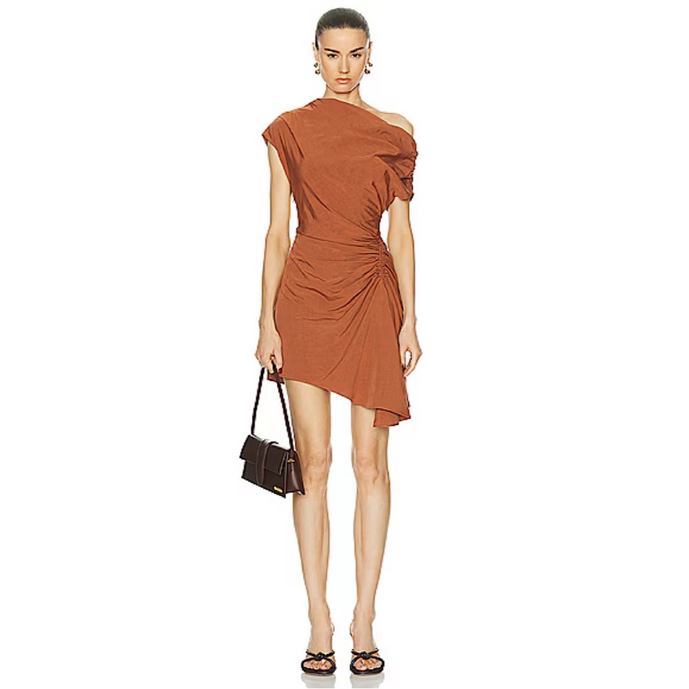 A.L.C. One-Shoulder Mini Dress in Rust